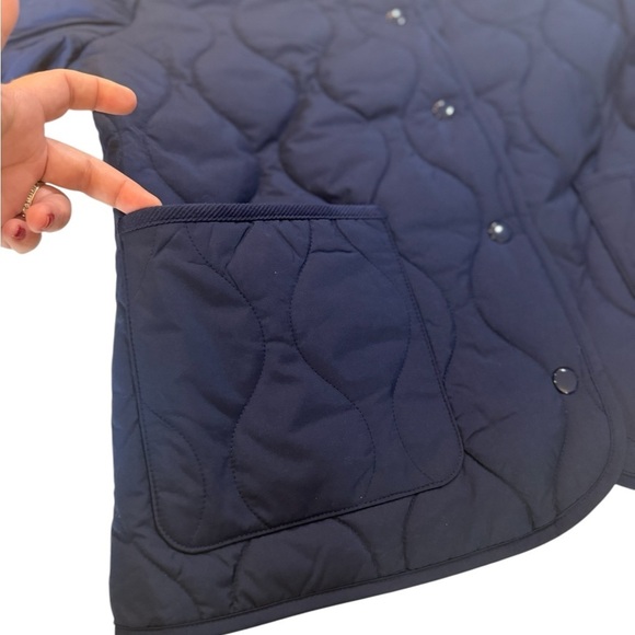 J. Crew** Navy Quilted Barn Jacket Corduroy Collar Pockets Snaps Size Medium NEW - Picture 8 of 16